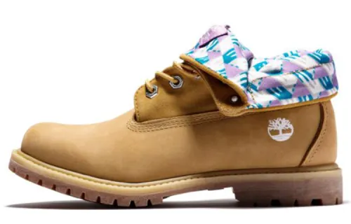 Timberland Roll Top Boots Basic 'Wheat Pink With Plaid Print' Women's