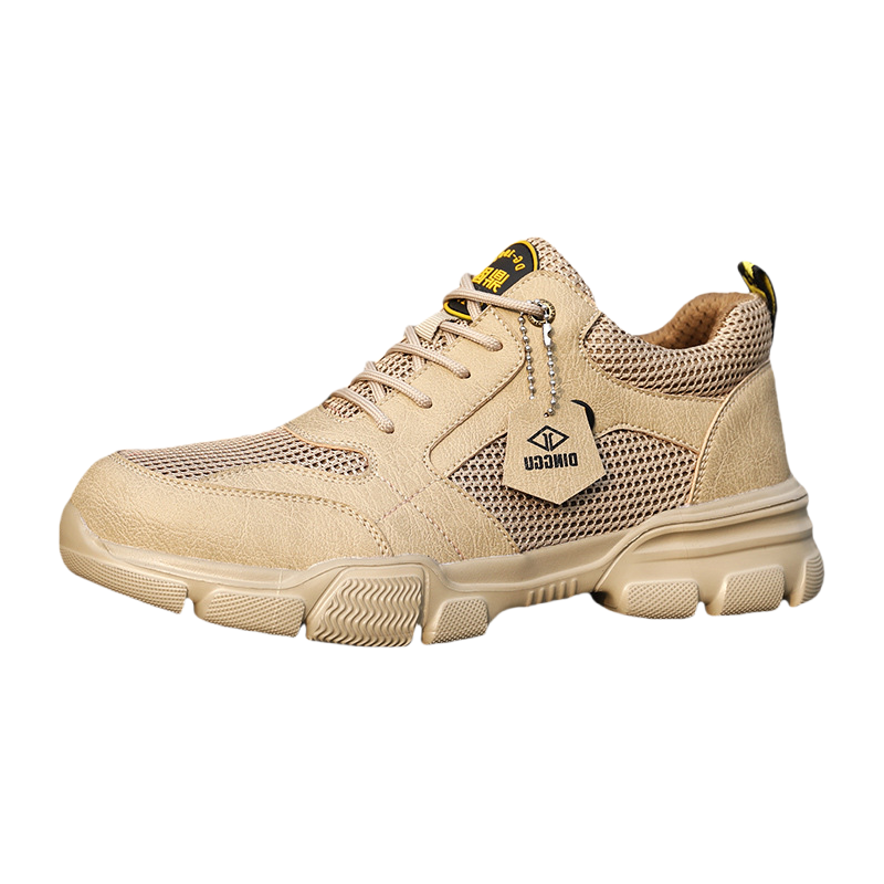 DINGGU Slip Resistant Coverage Rebound Low top Outdoor Shoes Men’s Beige Yellow