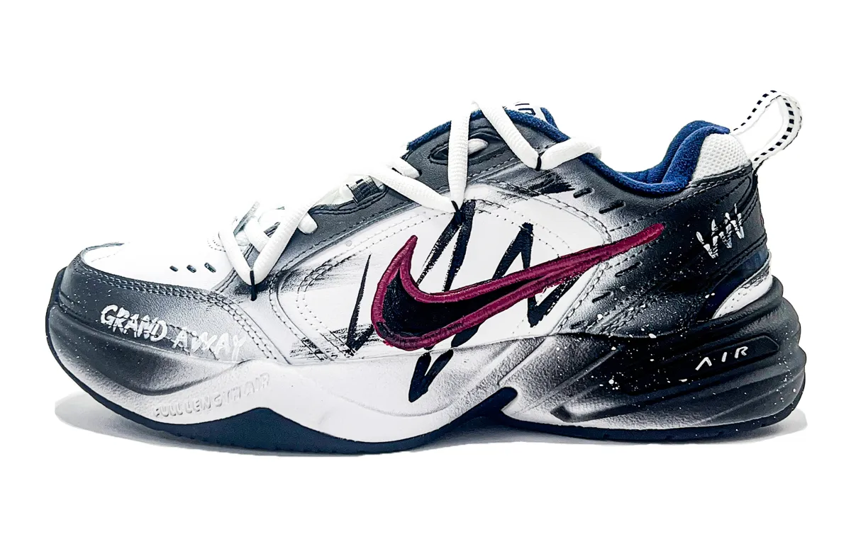 Nike Air Monarch 4 Lightweight Height Increasing Low top Chunky Sneakers Men's White Black Blue