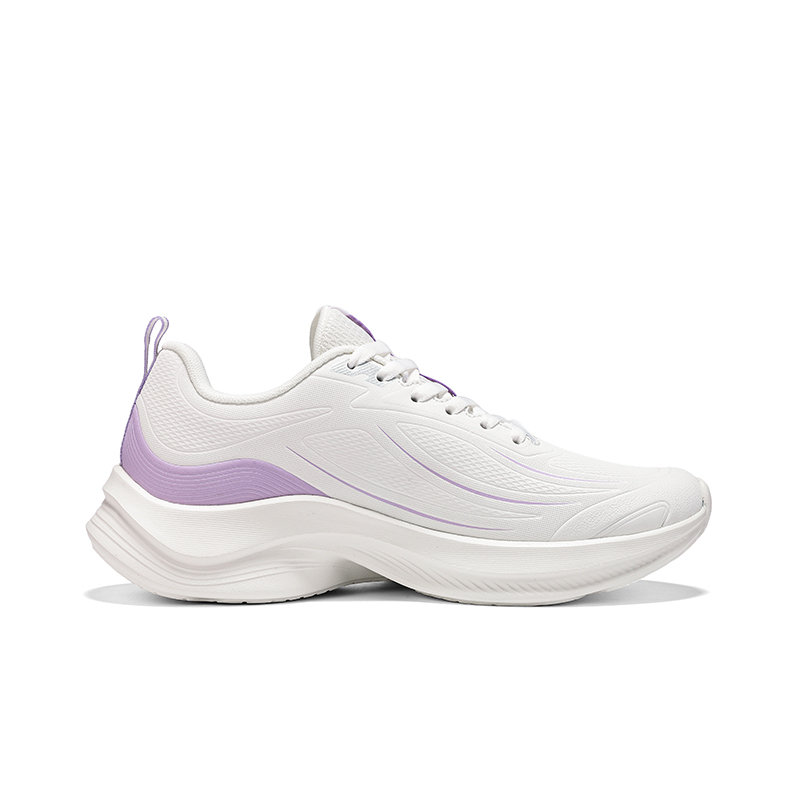 XTEP Synthetic Leather Cushioning, Wear Resistant Low top Casual Running Shoes Women’s Sail White Peony Purple