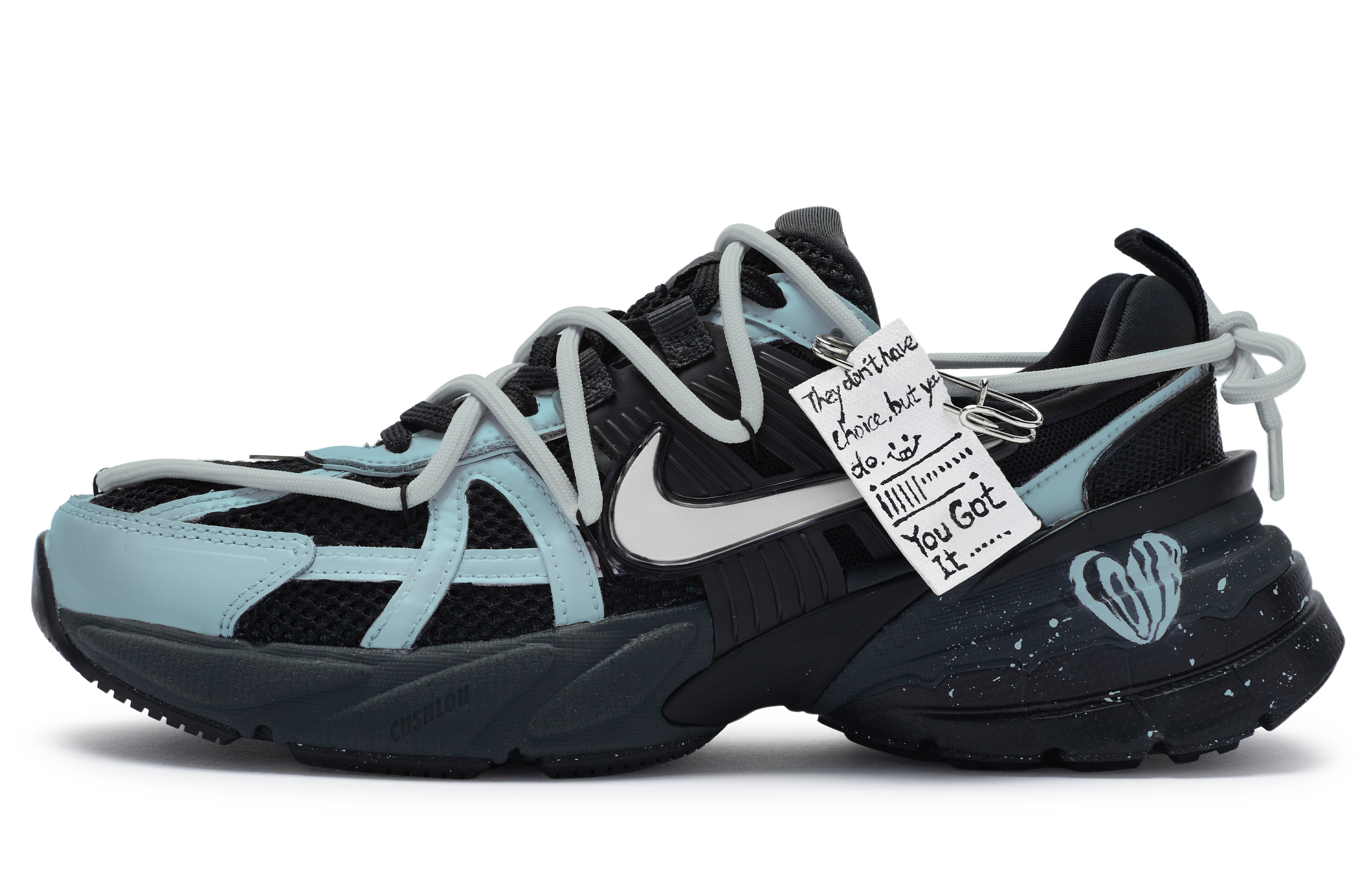 Nike V2K Run Cushioning Abrasion Resistant Cushioning, Wear Resistant Low top Running Shoes Unisex Black Blue