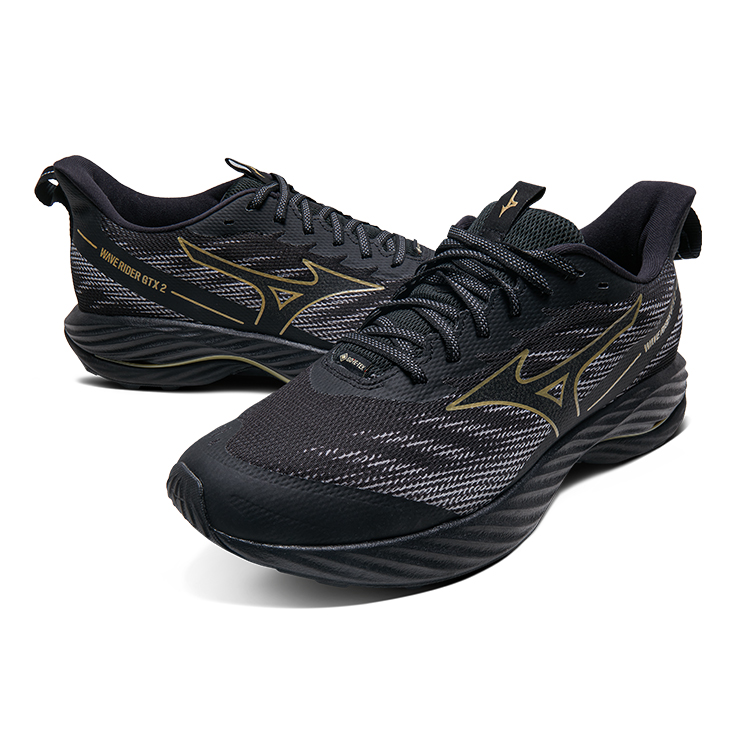 Mizuno Cushioning Slip Resistant Abrasion Resistant Breathable Low top Running Shoes Unisex Black Gold