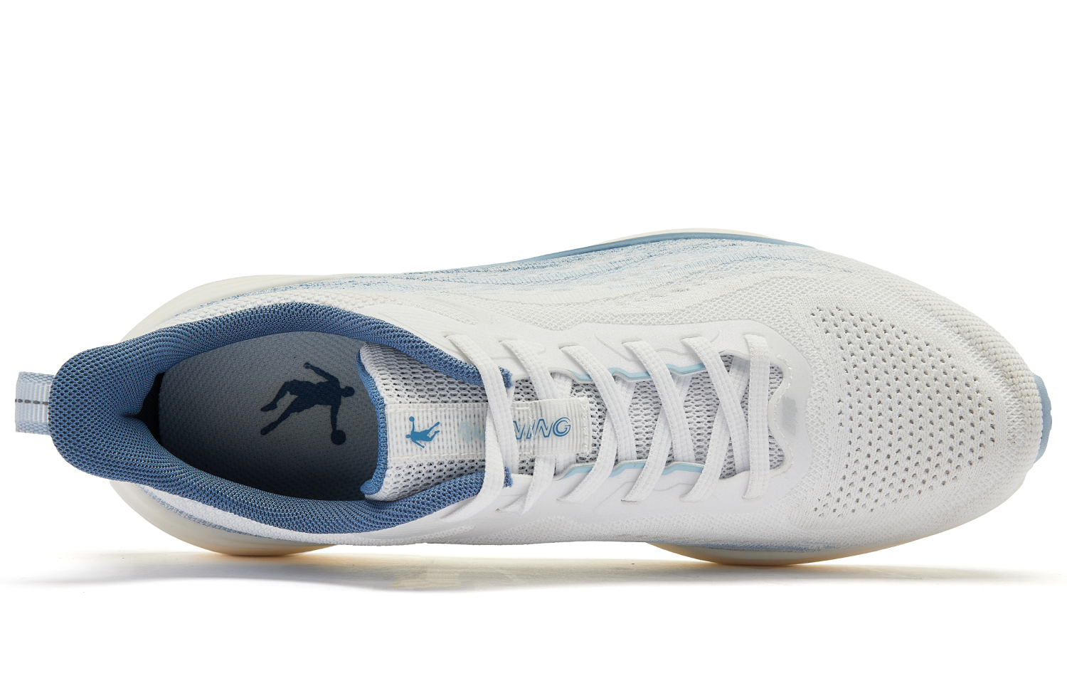 QIAODAN Comfortable Slip Resistant Cushioning Low top Running Shoes Men’s White Blue