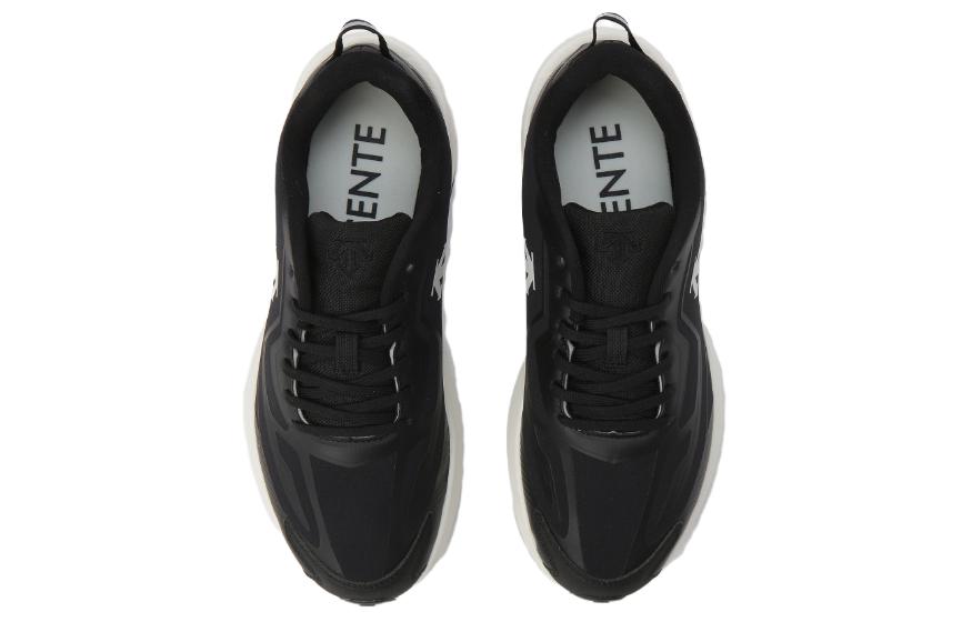 DESCENTE Futec Textile, Synthetic Leather Wear resistant And Lightweight Low top Running Shoes Unisex Black White