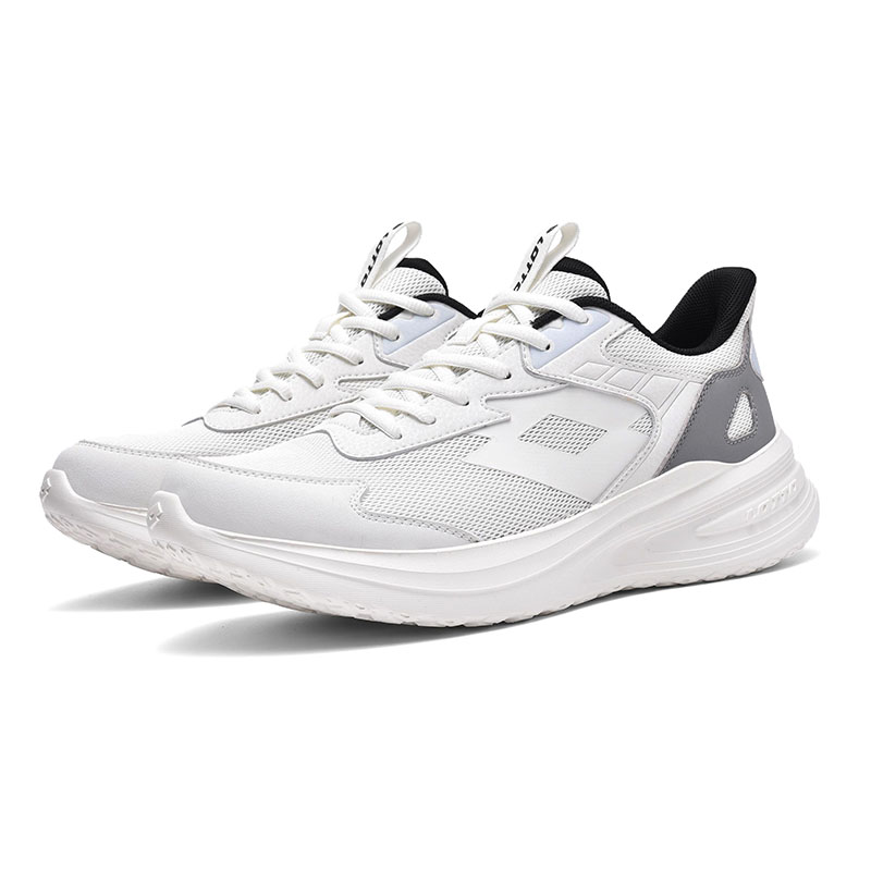 LOTTO Textile, Synthetic Leather Cushioning Slip Resistant Abrasion Resistant Low top Running Shoes Men’s White Blue