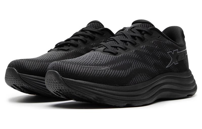 XTEP Comfortable Cushioning Abrasion Resistant Cushioning, Wear Resistant Low top Running Shoes Men’s Black