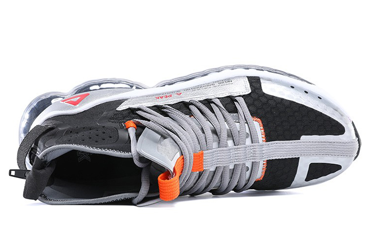 PEAK Cushioning Slip Resistant Abrasion Resistant Breathable High top Running Shoes Men’s Silver Black