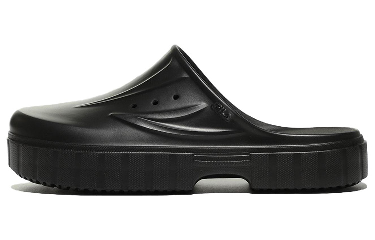 FILA Slip Resistant Abrasion Resistant Sports Slippers Unisex Black Korean Style