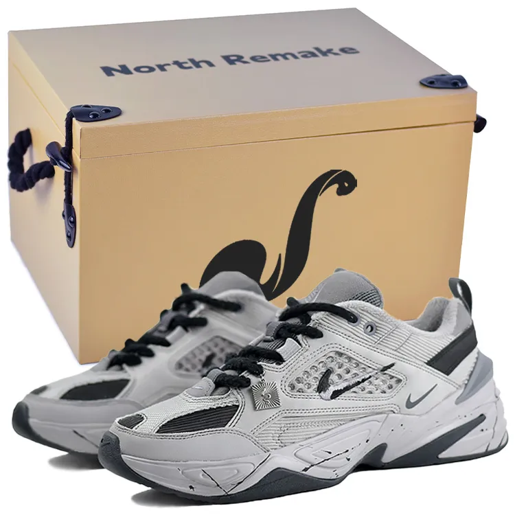 Nike M2K Tekno Slip Resistant Abrasion Resistant Slip Resistant Abrasion Resistant Low top Chunky Sneakers Unisex Gray