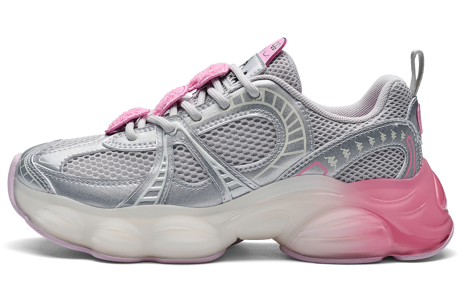 BARBAPAPA x Kappa Abrasion Resistant Low top Casual Running Shoes Women’s Cool Gray Silver Pink Peony