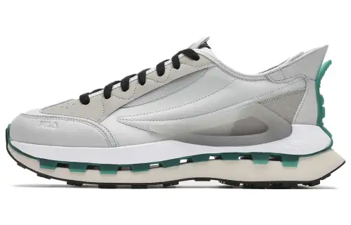 FILA KM Textile, Synthetic Leather Breathable Low top Casual City Commuting Running Shoes Men's White Gray