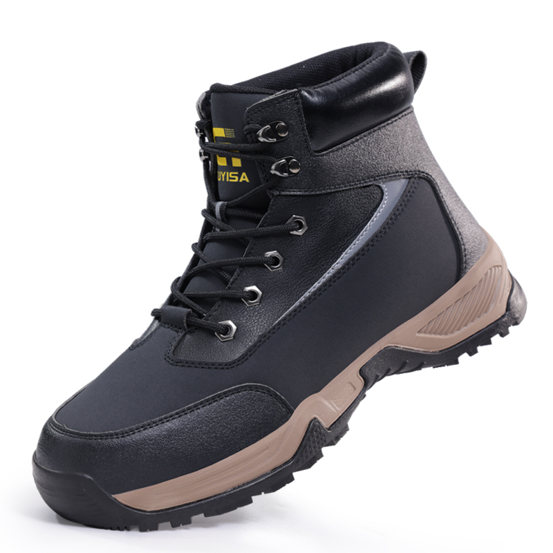 LANOUDUN Slip Resistant Abrasion Resistant High top Outdoor Shoes Unisex Black