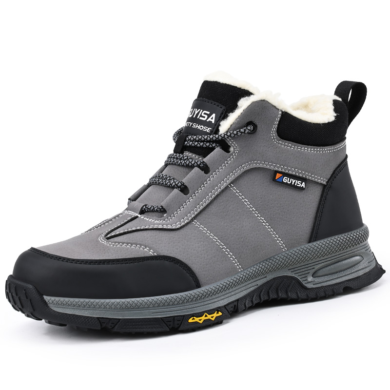 LANOUDUN Impact Resistant Support Thermal High top Outdoor Shoes Unisex Gray Black