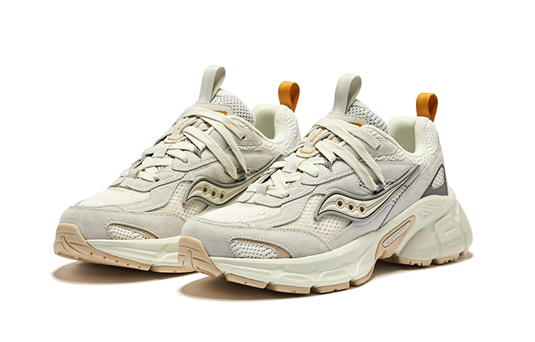 Saucony 2K CAVALRY Cow Leather, Synthetic Leather Low top Casual Running Shoes Unisex Gray Beige