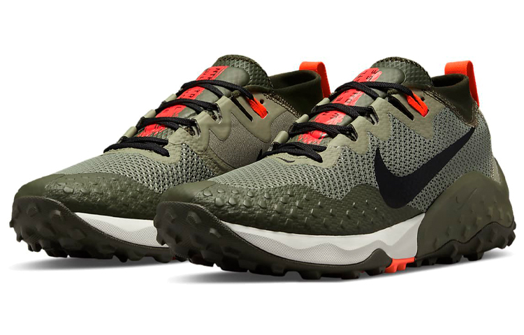 Мужские кроссовки Nike Wildhorse 7 (оливковые) — 浅军绿/军裤卡其/亮深红/黑 — фото 3