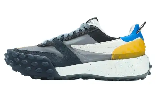 FILA Gara Textile, Synthetic Leather Low top Running Shoes Men's Black Yellow Blue