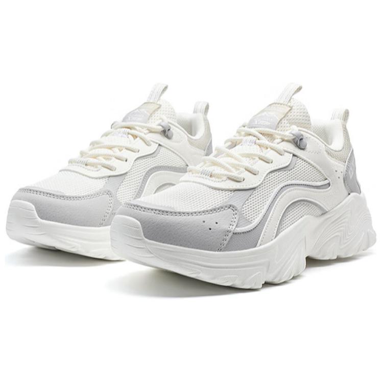 XTEP Abrasion Resistant Slip Resistant Cushioning Low top Outdoor Shoes Women’s White Gray