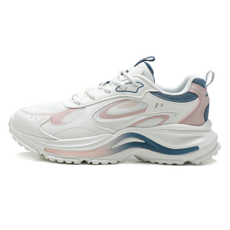 XTEP Fashion Trend Slip Resistant Abrasion Resistant Low top Outdoor Shoes Women’s Sail White Light Pink Deep Blue