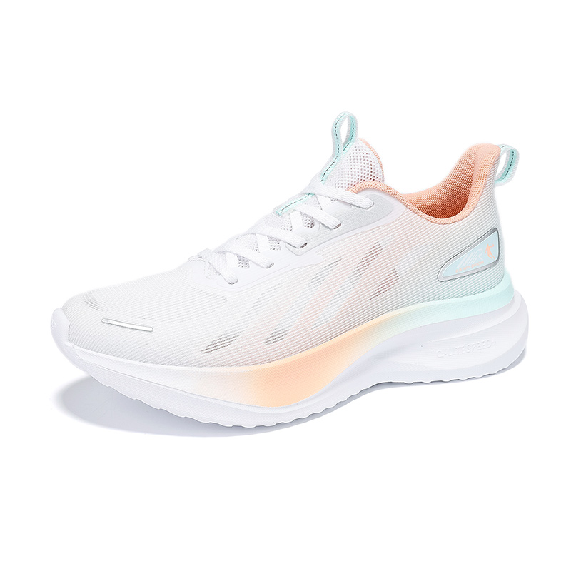 QIAODAN Synthetic Leather, Textile Cushioning Abrasion Resistant Breathable Low top Casual Running Shoes Women’s