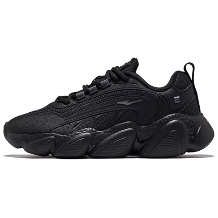 Erke Synthetic Leather, Textile Slip Resistant Abrasion Resistant Low top Casual Running Shoes Women’s Black
