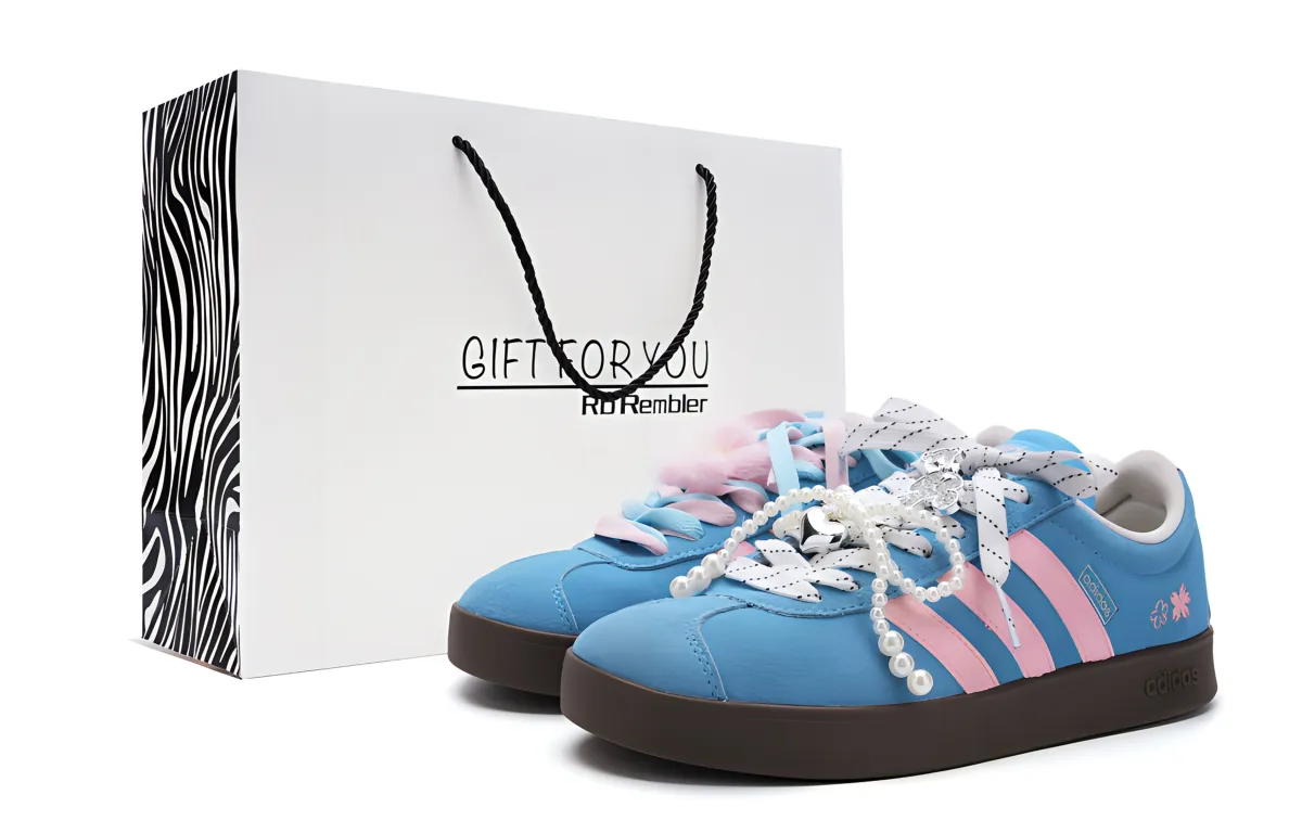 Adidas VL COURT 2.0 Slip Resistant Low top Skateboard Shoes Unisex Blue