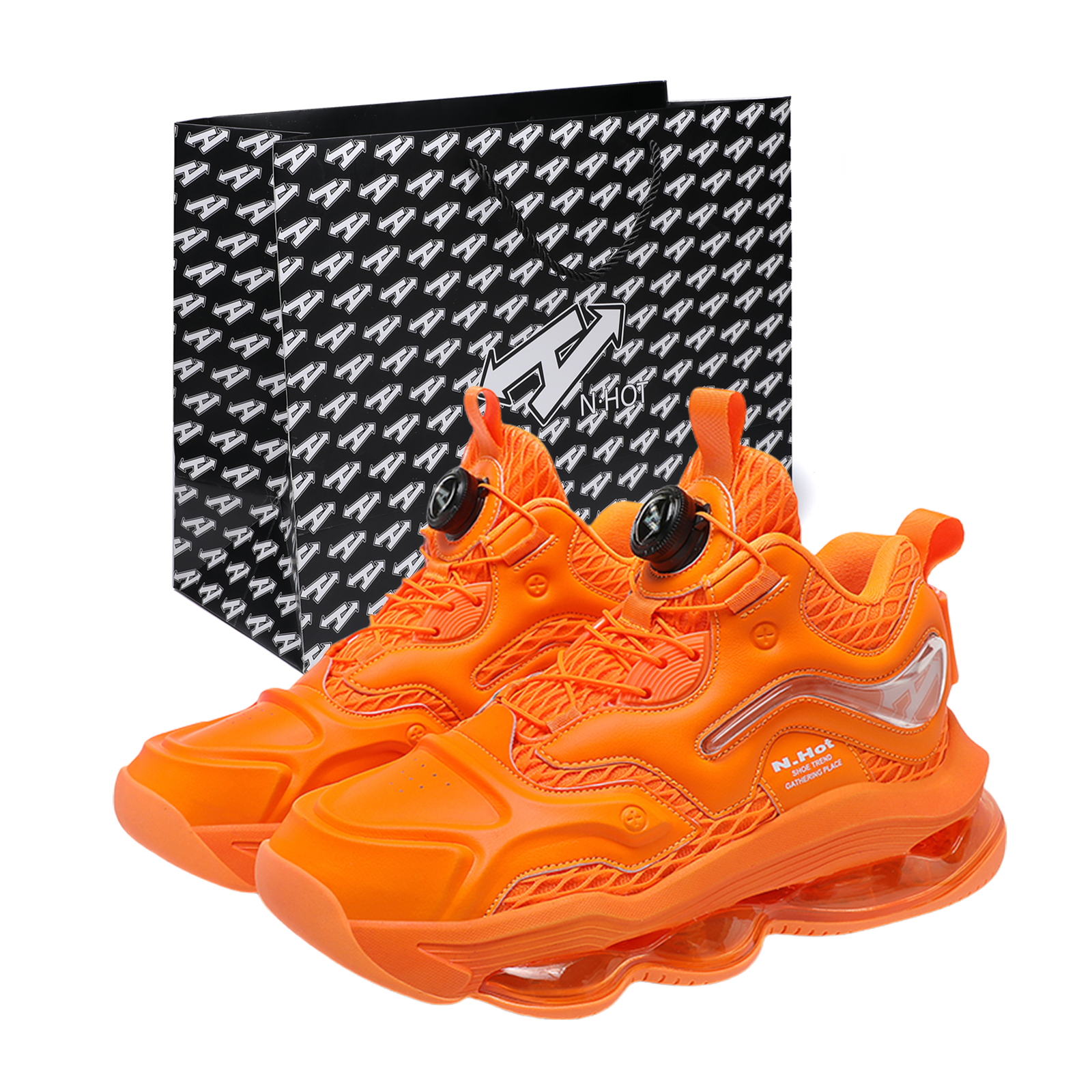 N·HOT Slip Resistant And Breathable Height Increasing EVA+Air Cushion Combination Rubber Running Shoes Unisex