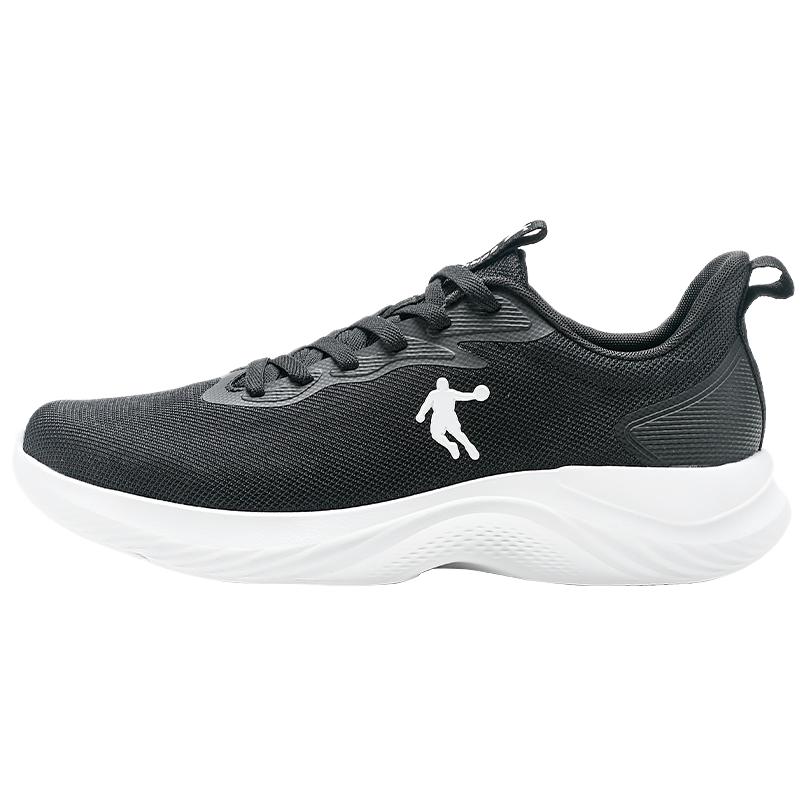 QIAODAN Cushioning Slip Resistant Abrasion Resistant Breathable Low top Casual Running Shoes Men’s Black White