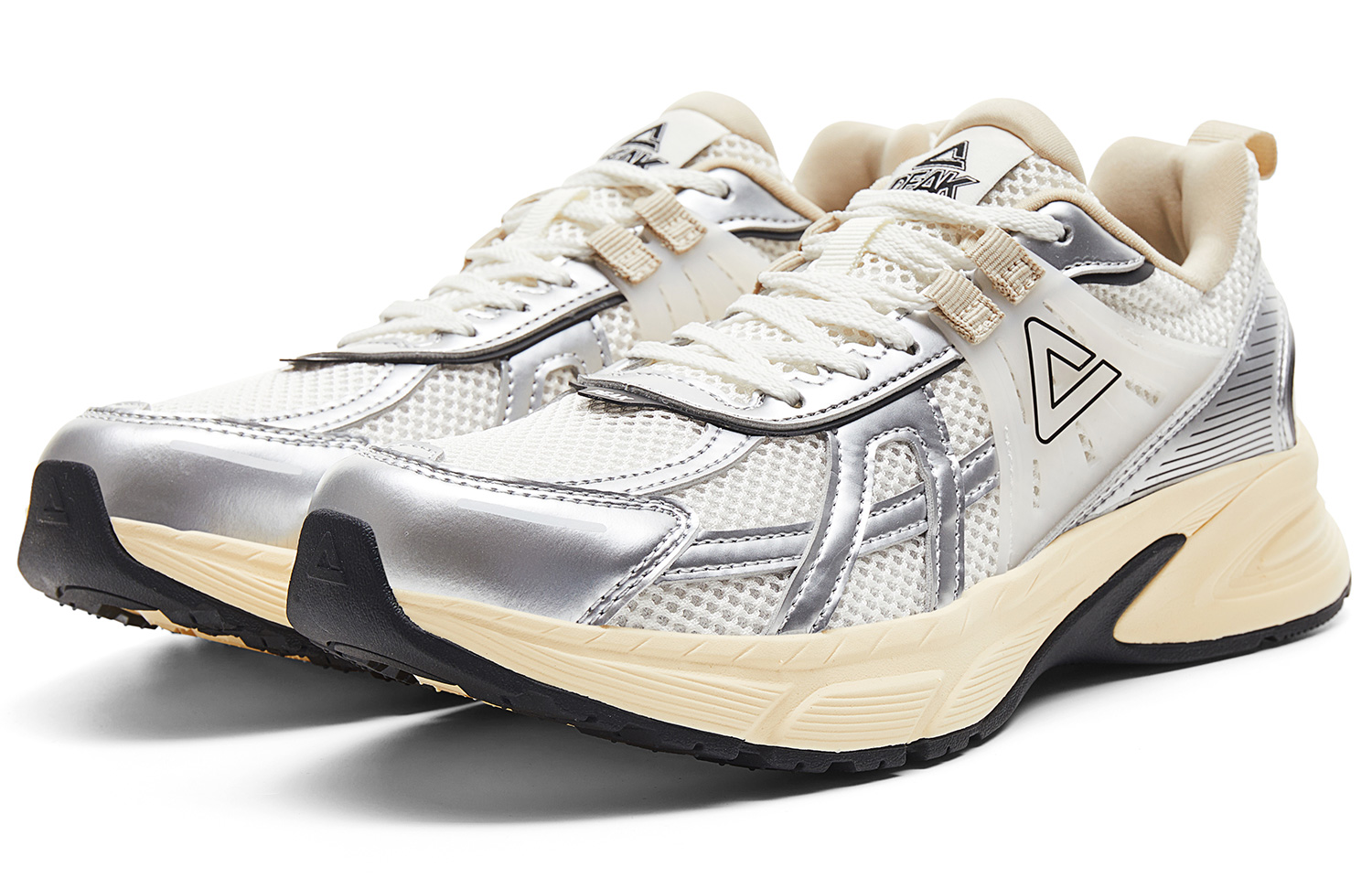 PEAK Cushioning Slip Resistant Rebound Abrasion Resistant Low top Casual Running Shoes Women’s White Silver Black