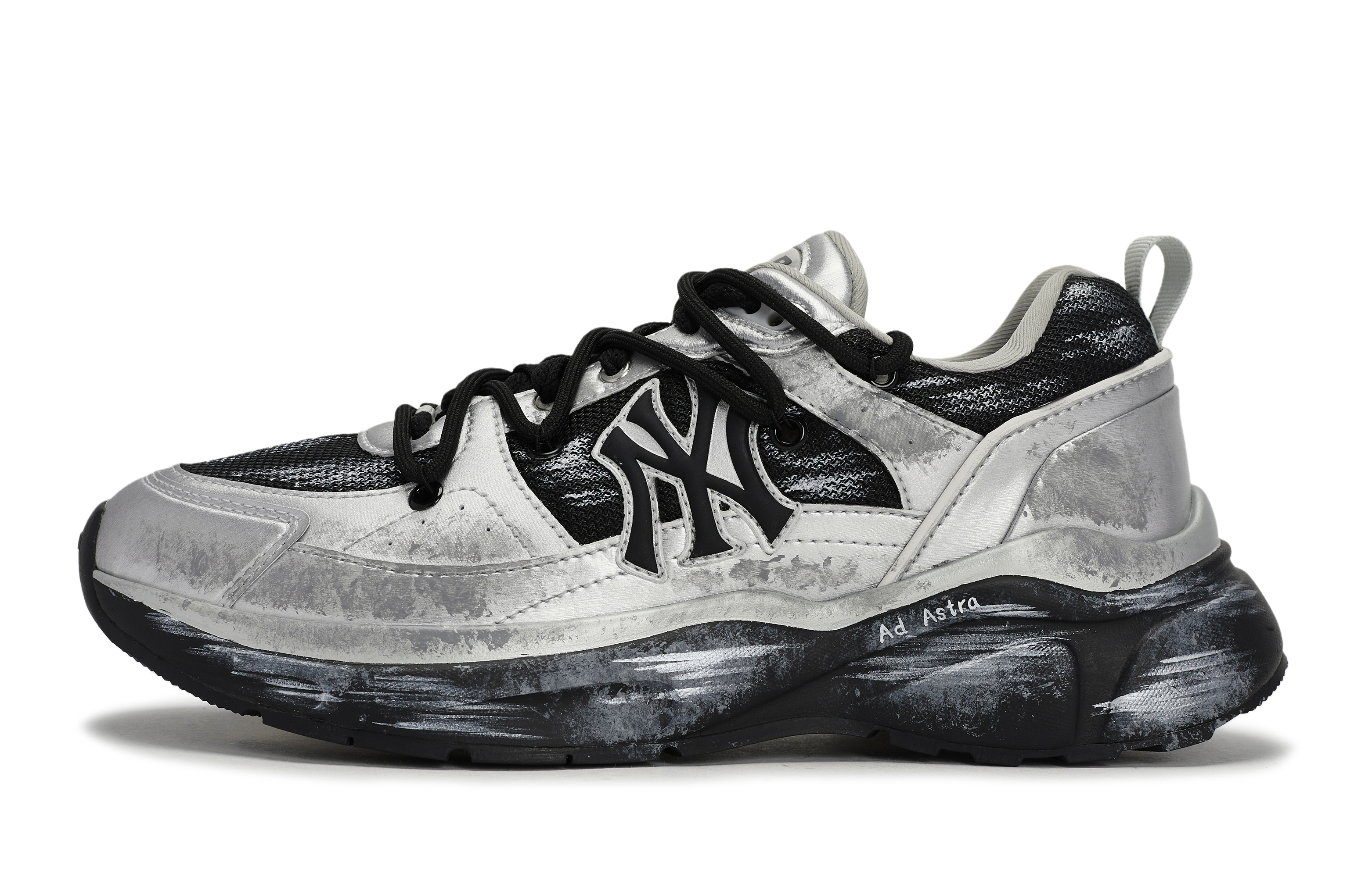 MLB Fast Ball Classic Monogram Abrasion Resistant Low top Running Shoes Unisex Black Gray