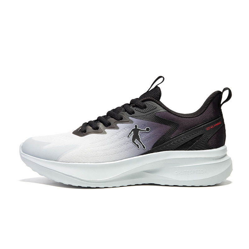 QIAODAN Slip Resistant, Abrasion Resistant, Breathable Low top Casual Running Shoes Men’s Gray Black