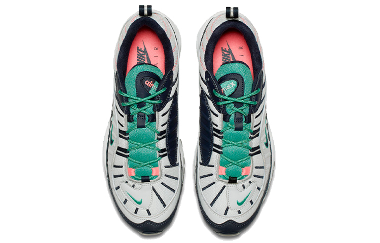 Мужские кроссовки Nike Air Max 98 South Beach (серые с бирюзовым) — 纯白金/黑曜石/动能绿 — фото 4