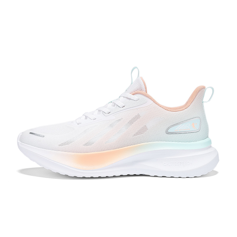 QIAODAN Synthetic Leather, Textile Cushioning Abrasion Resistant Breathable Low top Casual Running Shoes Women’s