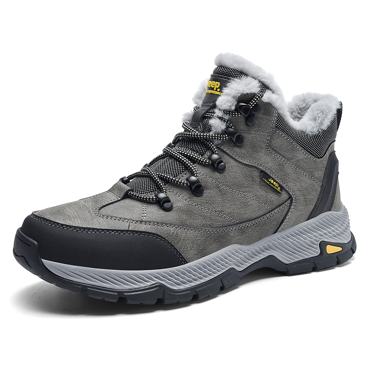 Jeep Textile, Split Cow Leather Mid top Outdoor Shoes Men’s Gray
