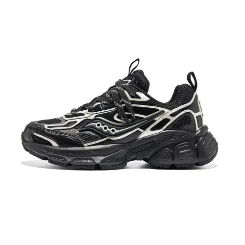 Saucony 2K CAVALRY Slip Resistant Abrasion Resistant Low top Running Shoes Unisex Black Silver