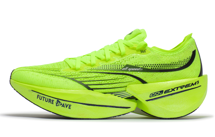 361° Feibiao future Oasis lightweight rebound marathon racing fabric shock-absorbing non-slip wear-resistant breathable wrapping impact resistance lightweight rebound low-top marathon running shoes men and women same style green and yellow
