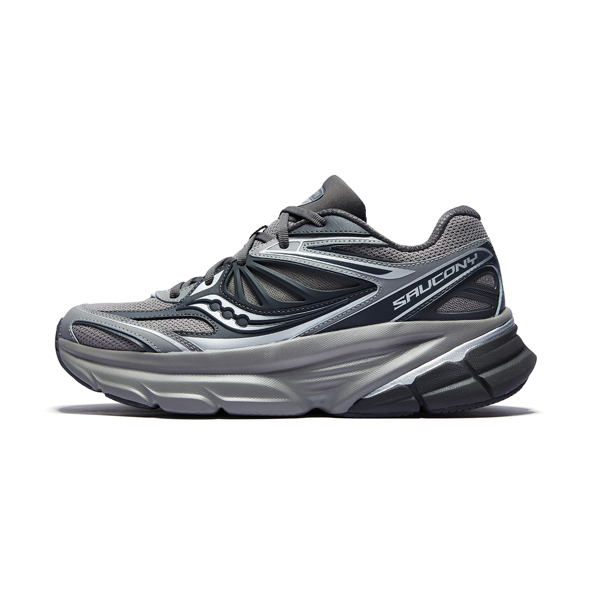 Saucony Low top Casual Running Shoes Unisex Dark Gray Silver Gray