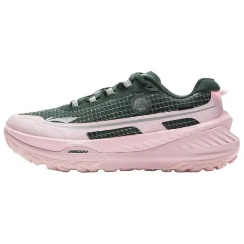 Li Ning De Lu Series Cushioning Slip Resistant Abrasion Resistant Rebound Low top Running Shoes Women's Green Pink