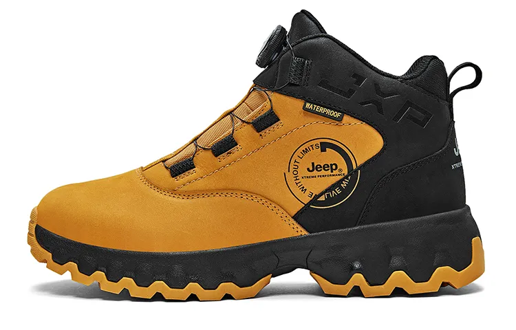 Jeep Casual Versatile, Premium Thickened And Fleece Lined Cold Resistant Short Outdoor Boots Unisex Black Yellow