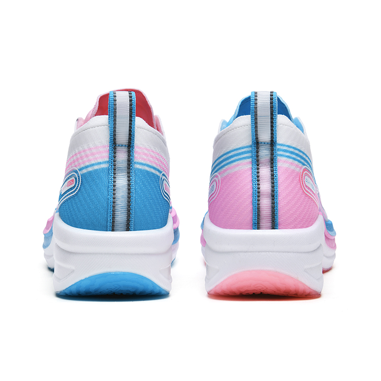 DUANGOU Cushioning Slip Resistant Abrasion Resistant Support Low top Marathon Running Shoes Unisex Blue Pink Mismatched