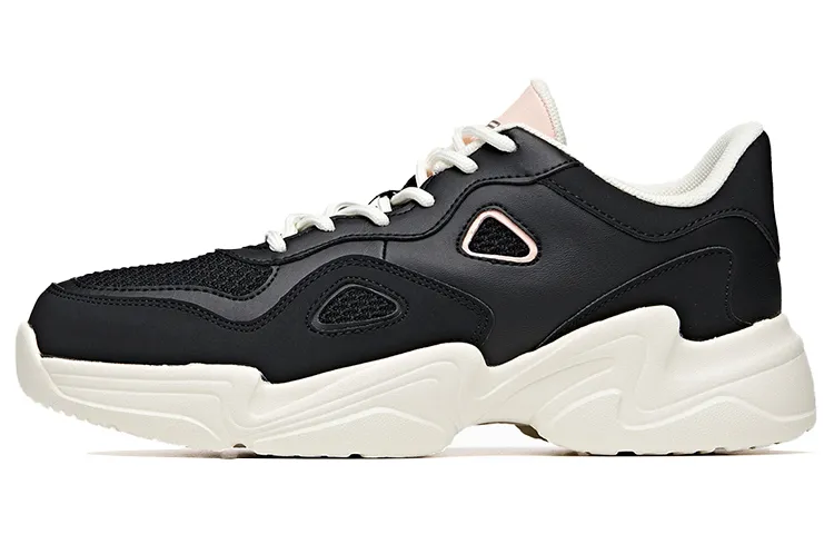 ANTA Chunky Sneakers Women's Low Top Black/Baby Pink/Ivory White