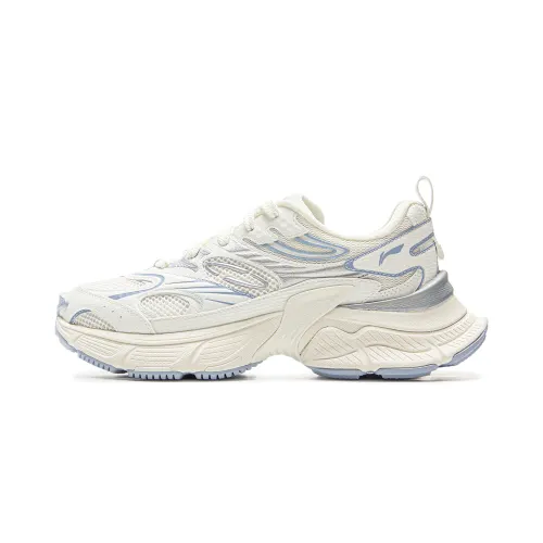 Li Ning Xingji Cushioning Slip Resistant Abrasion Resistant Breathable Low top Chunky Sneakers Women's White Blue