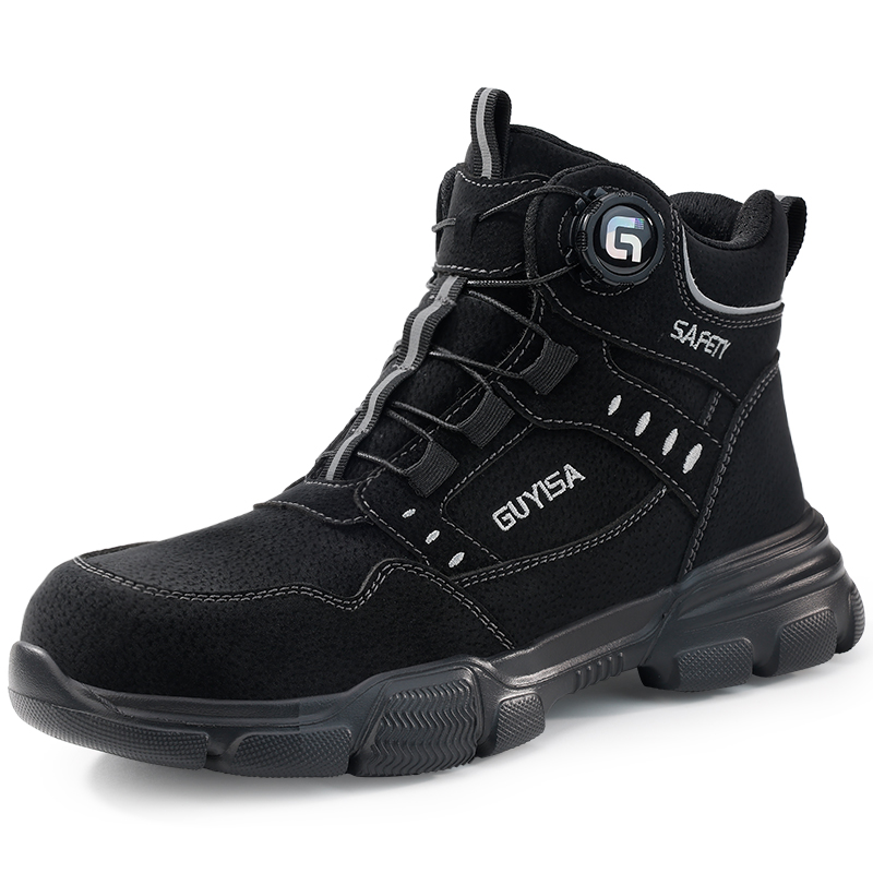 LANOUDUN Slip Resistant, Abrasion Resistant, Lightweight High top Outdoor Shoes Unisex Black