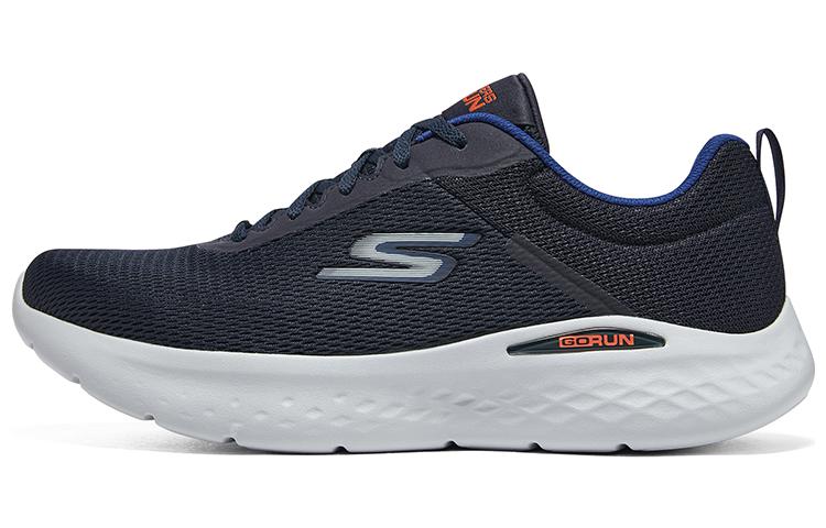 Skechers Skechers Go Run Lite runner light Qi comfortable sports soft cushioning training and commuting breathable mesh machine washable low-top running shoes men's navy blue
