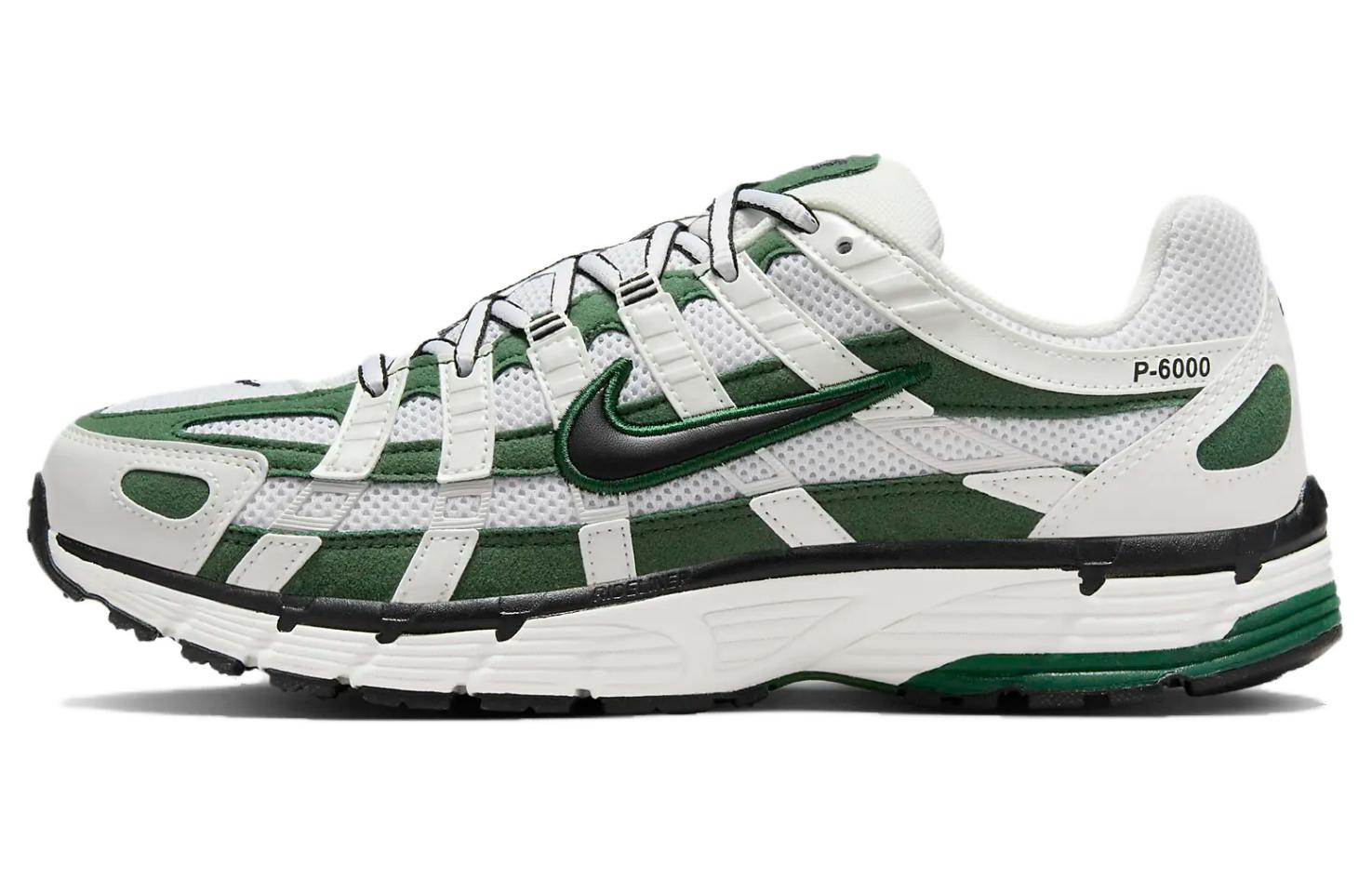 Nike P-6000 retro comfortable and wear-resistant low-top professional-grade cushioning technology/rubber casual running shoes women's white black green