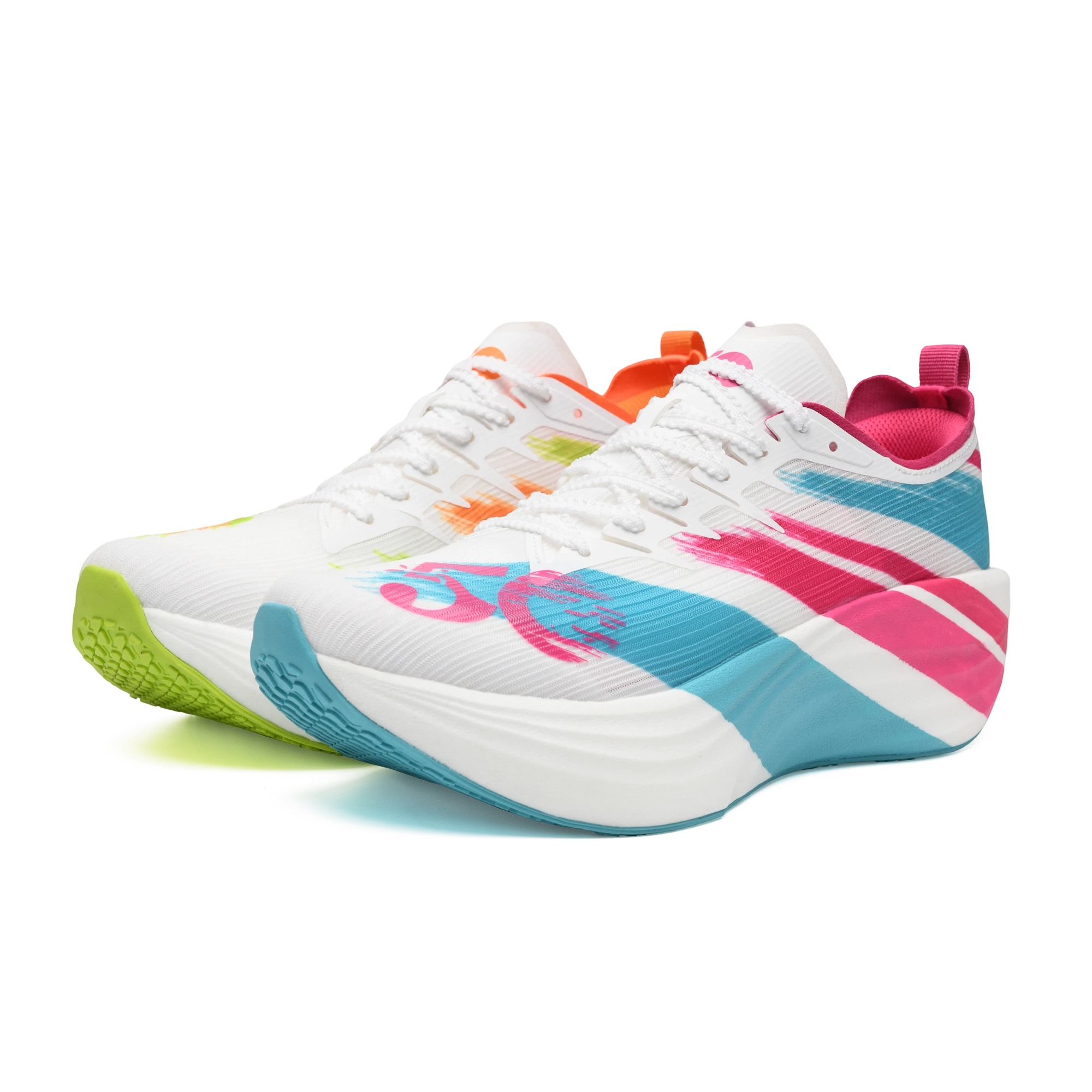 50 Breathable Impact Resistant Low top Marathon Running Shoes Unisex Mismatched Multicolor Ink Reflecting Snow 003