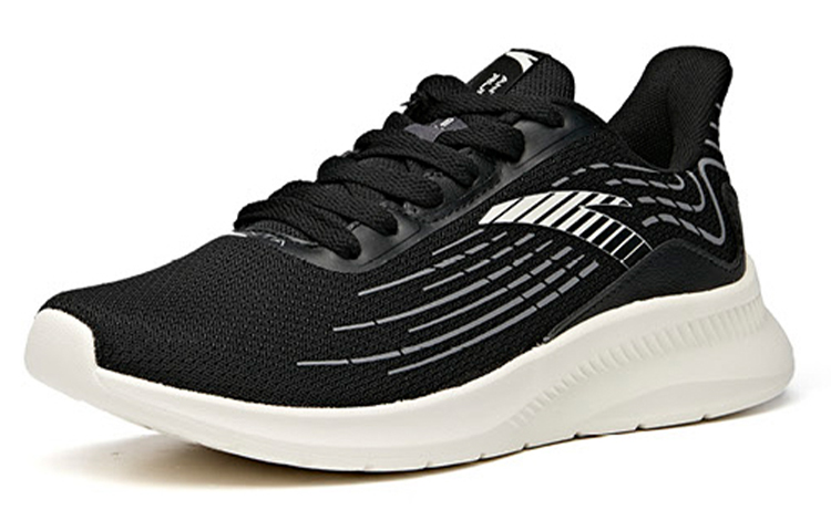 Anta Cushioning Slip Resistant Abrasion Resistant Breathable Lightweight Low top Running Shoes Men’s Black Gray White