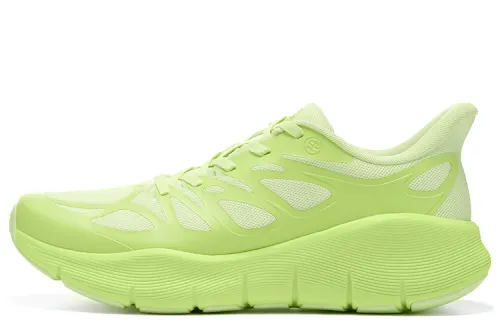 BMAI Bimax Expeditioner Pure Light Shock-absorbing, breathable, wear-resistant, ultra-light thick sole, sandwich mesh, jogging training, commuting and skipping wear, mixed EVA physical foam low-top running shoes, men's model, Chunchen Green