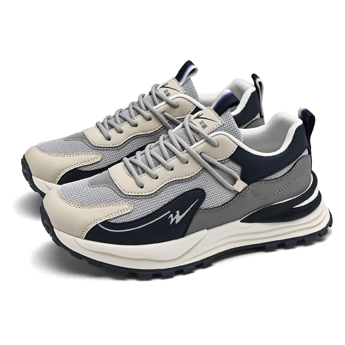 Binary Cushioning Slip Resistant Lightweight Height Increasing Low top Running Shoes Men’s Gray Blue