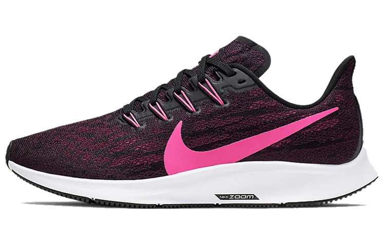 Nike Pegasus 36 lightweight and breathable mesh shock-absorbing and non-slip low-cut running shoes for women, black, white and purple
