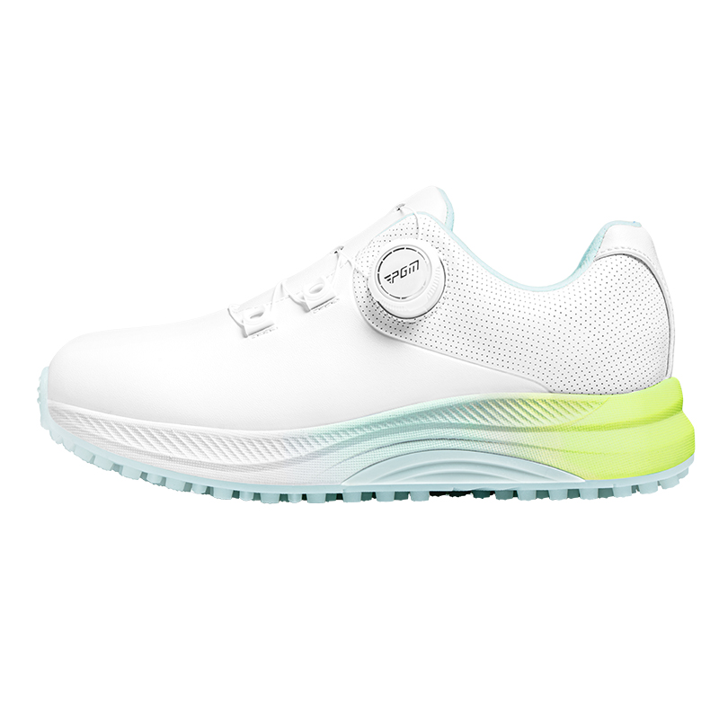 PGM Cushioning, Non Slip, And Waterproof Low top Golf Shoes Women’s White Cyan Yellow